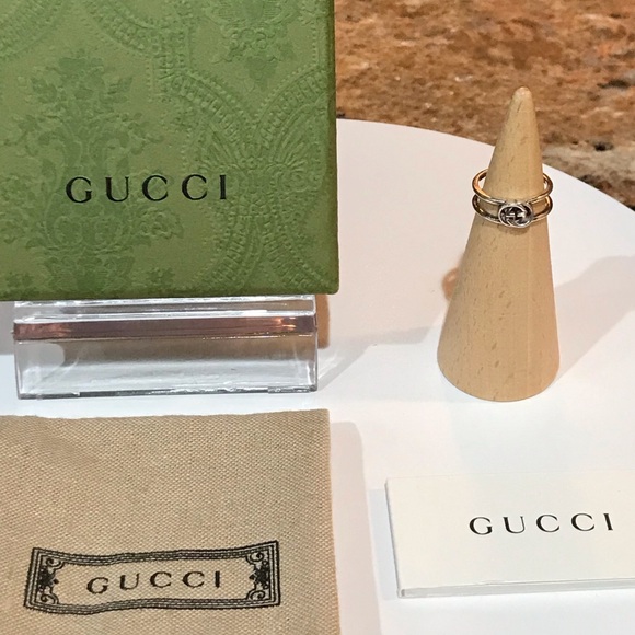 GUCCI Interlocking GG Silver Ag925 Ring- Size US4 ❤️